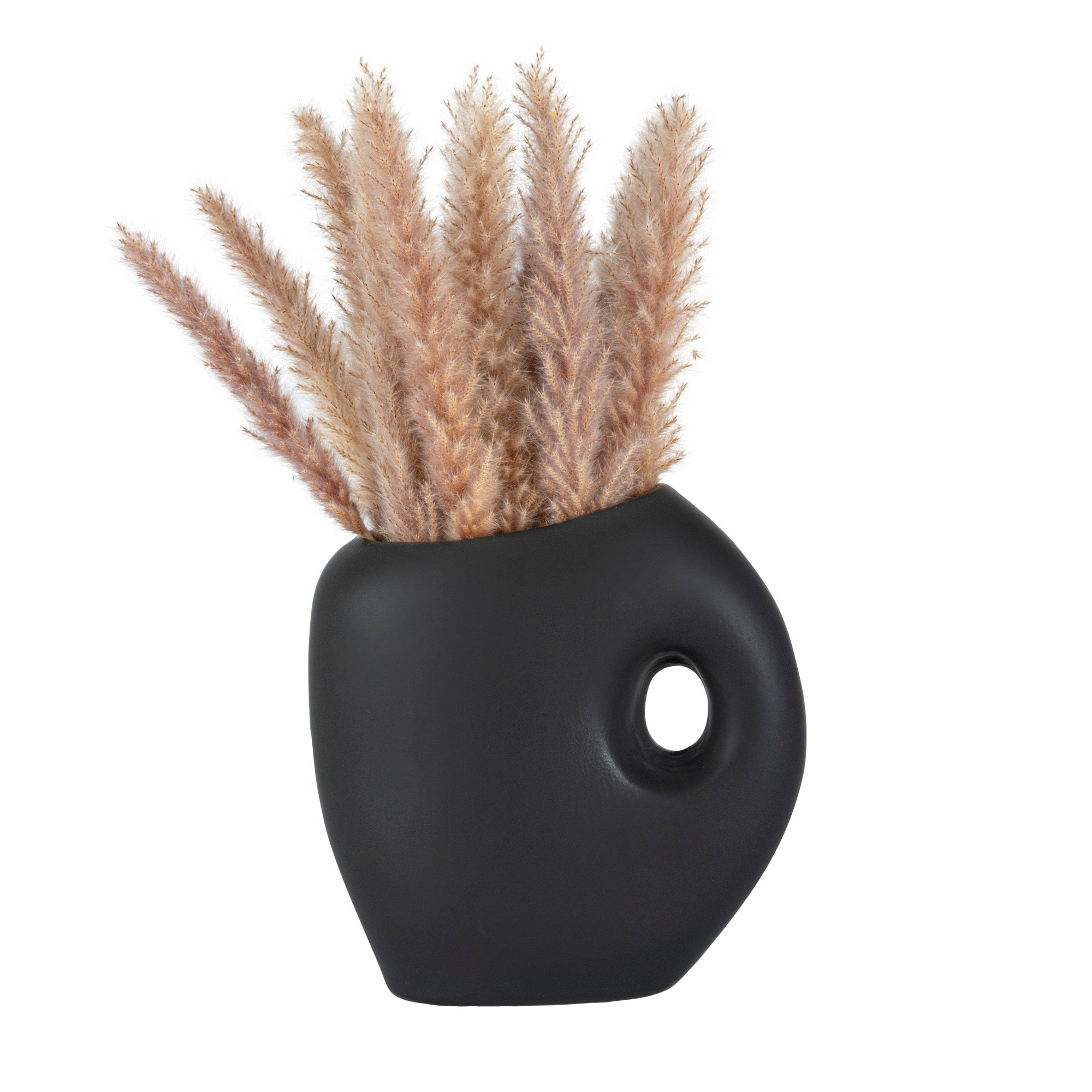 Table Art Black Ceramic Jug Vase - 8 3/4'' x 4 1/2'' x 9 1/2'' - 1 count box