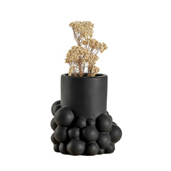 Table Art Black Ceramic Cylinder Bubble Vase - 6'' x 5 3/4'' x 6 1/2'' - 1 count box