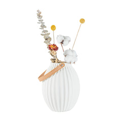 Table Art White Porcelain Lantern / Vase - with Handle - 6 1/4'' x 6 1/4'' x 8'' - 1 count box