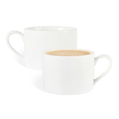 German Standard 8 oz Beige Mesh Embossed Porcelain Coffee Cup - 4 1/2