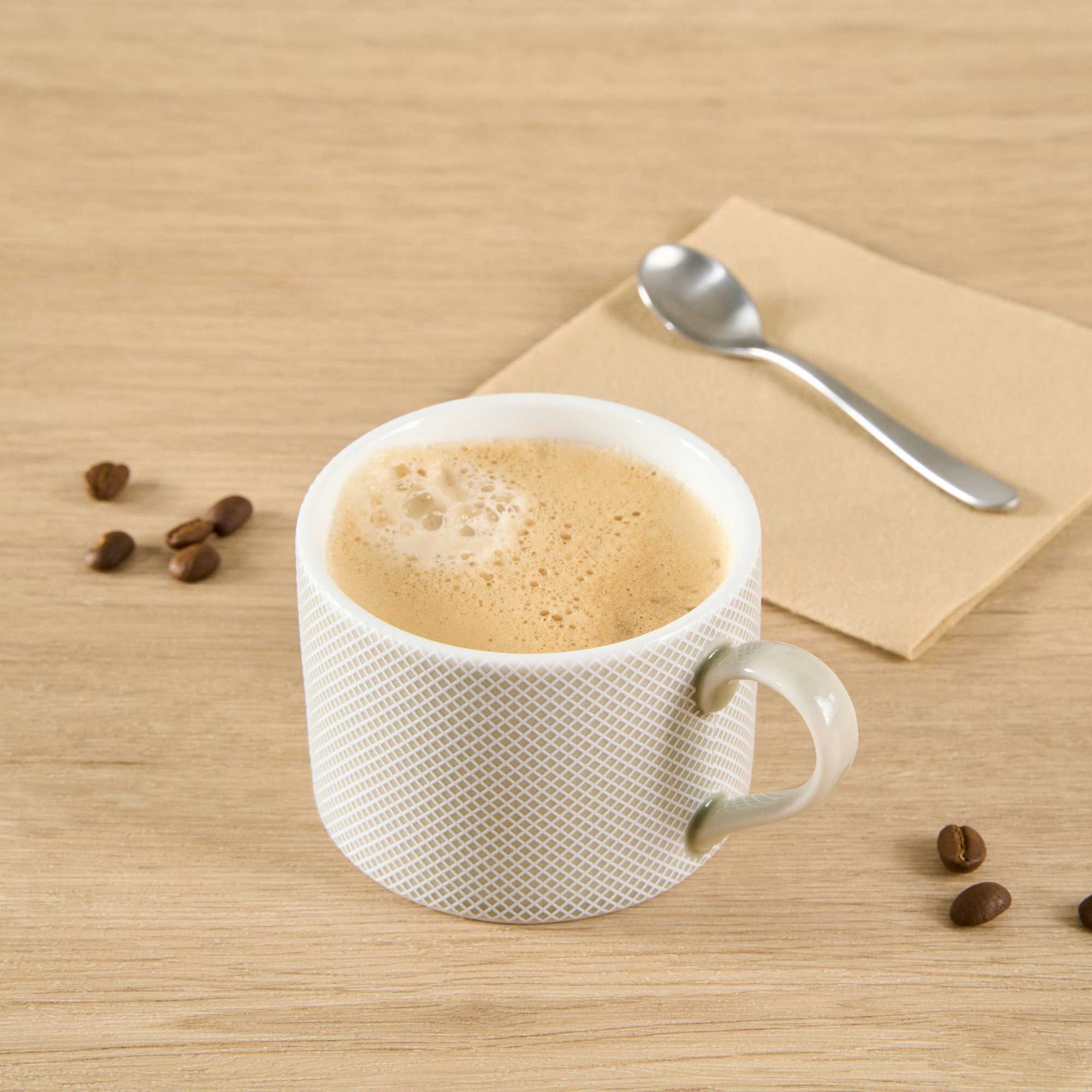German Standard 8 oz Gray Mesh Embossed Porcelain Coffee Cup - 4 1/2" x 3 1/4" x 2 1/4" - 4 count box