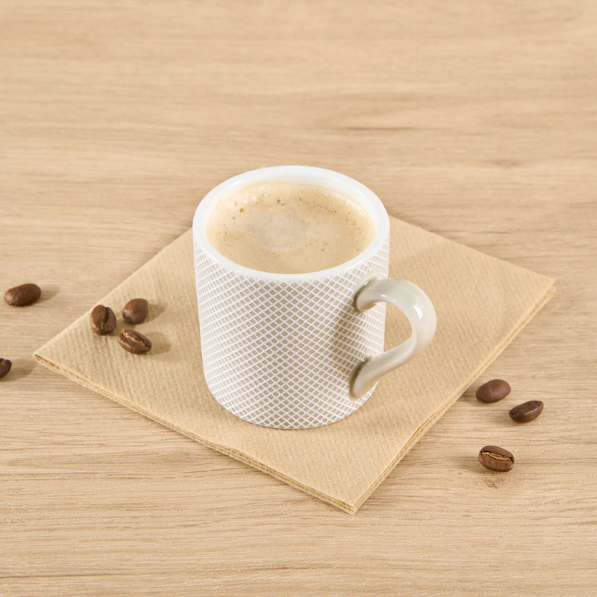 German Standard 3 oz Gray Mesh Embossed Porcelain Espresso Cup - 3 1/4" x 2 1/4" x 2 1/4" - 4 count box