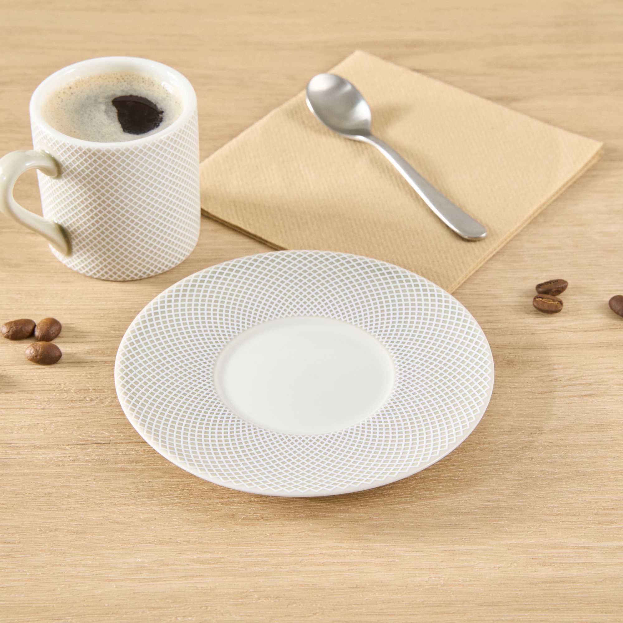 German Standard Round Gray Mesh Embossed Porcelain Saucer - 5" x 5" - 4 count box