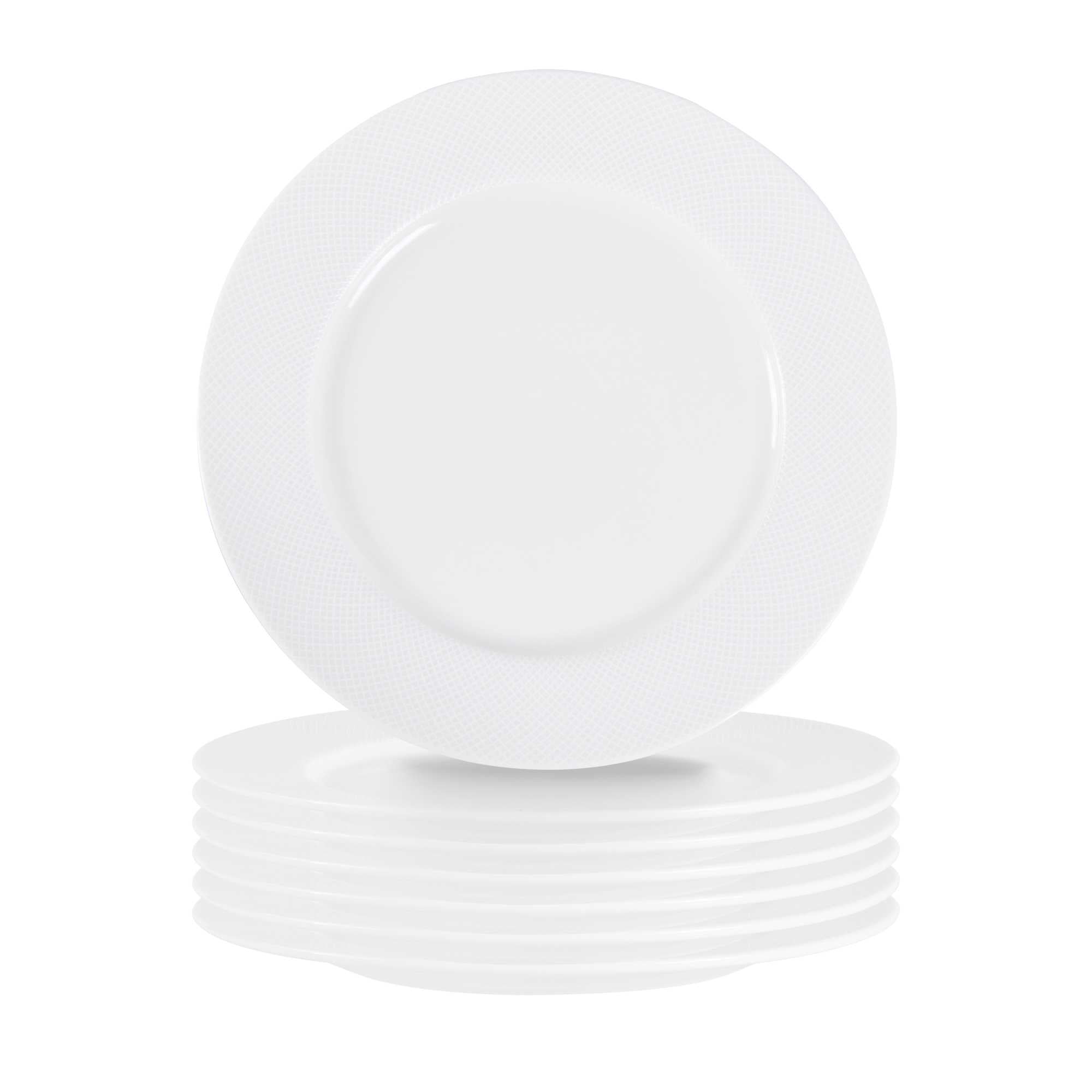 German Standard Round Beige Mesh Embossed Porcelain Salad Plate - 9" x 9" x 3/4" - 4 count box