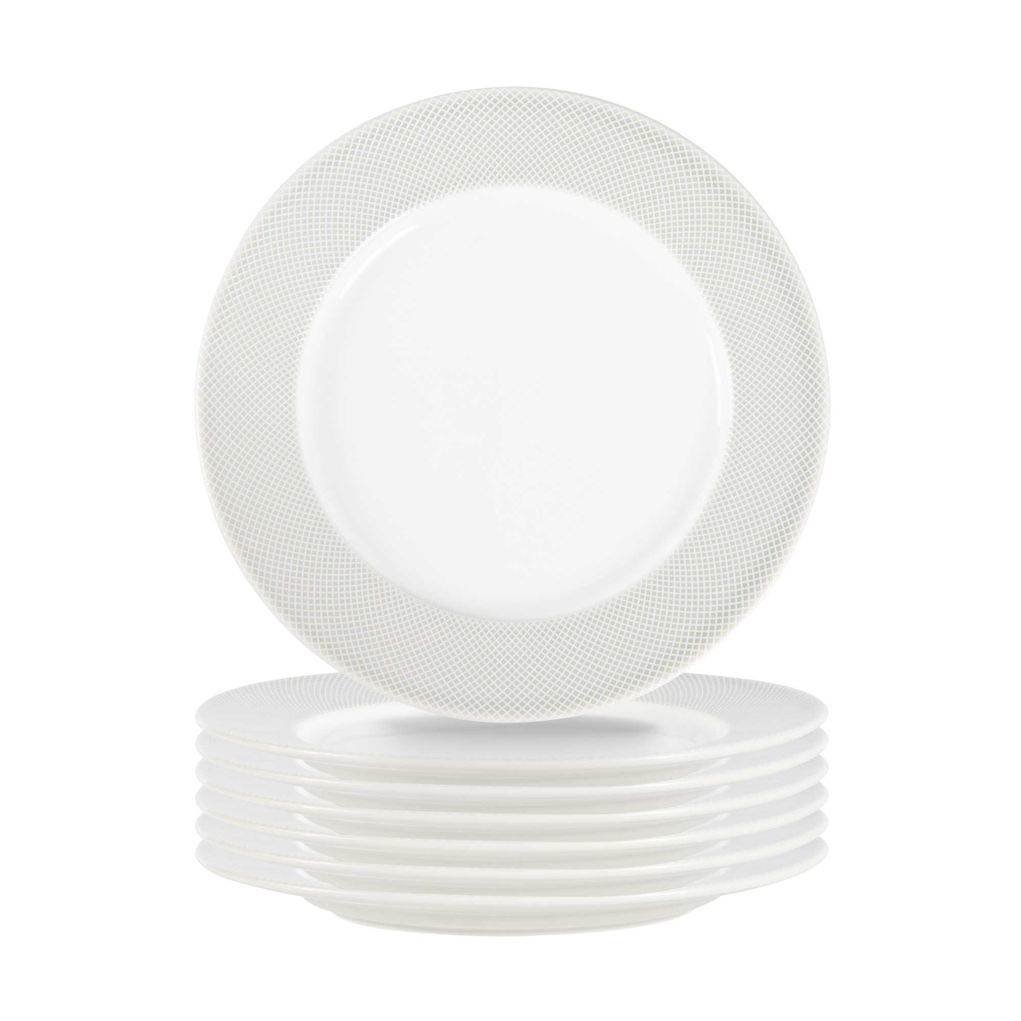 German Standard Round Gray Mesh Embossed Porcelain Salad Plate - 9" x 9" x 3/4" - 4 count box