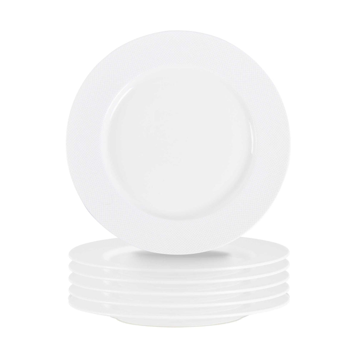 German Standard Round Beige Mesh Embossed Porcelain Dinner Plate - 10 3/4" x 10 3/4" x 1" - 4 count box