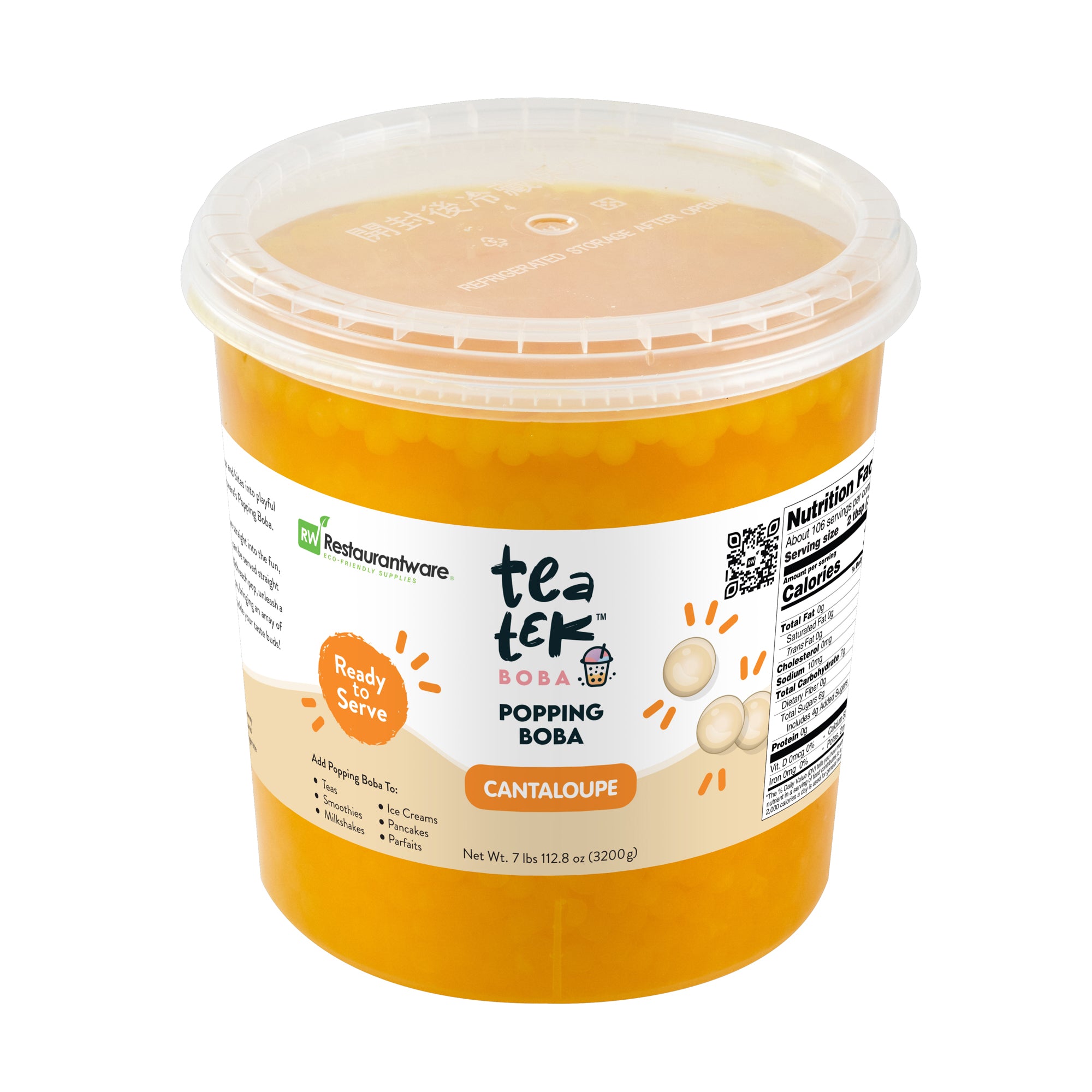 Tea Tek 7 lb Cantaloupe Popping Boba - 4 count box