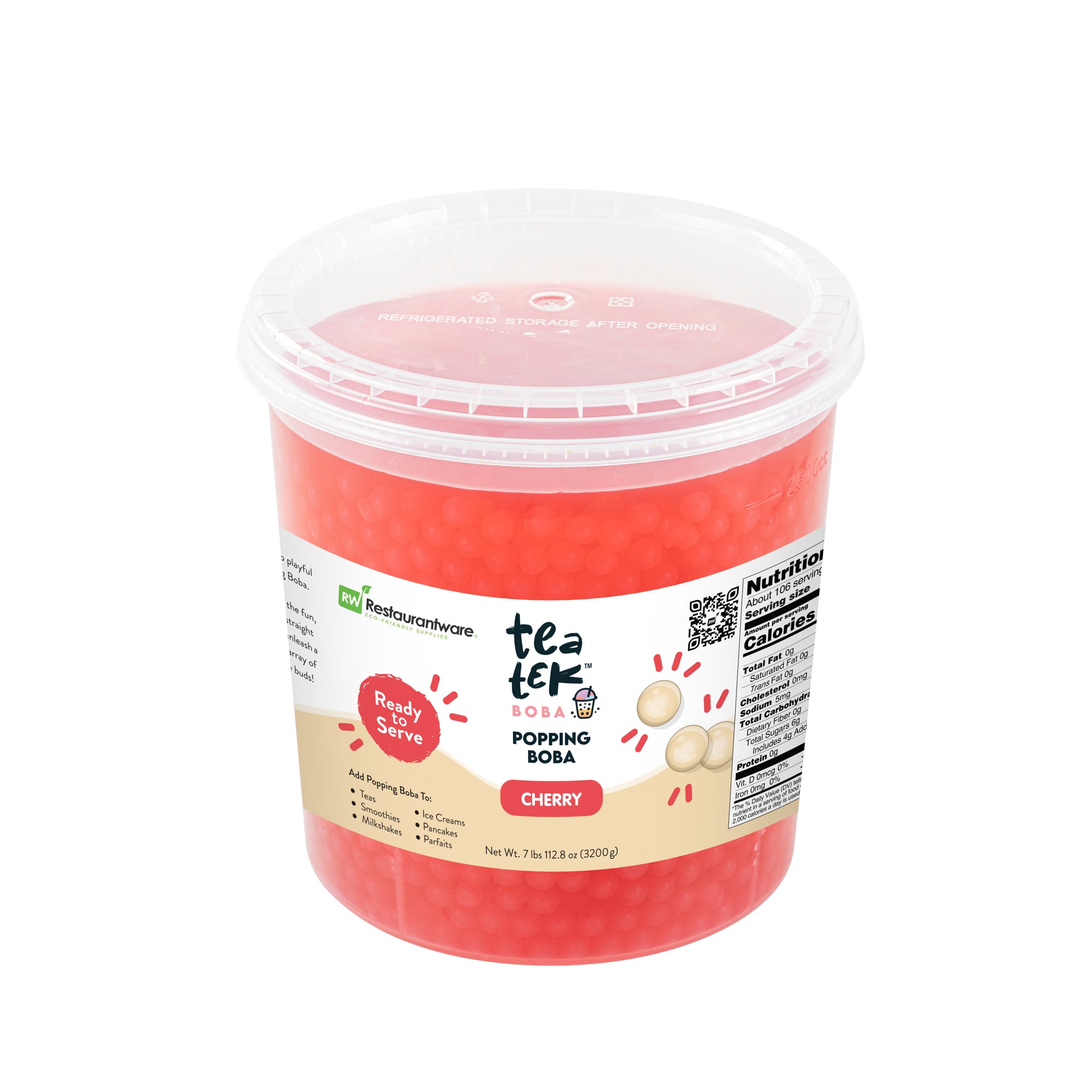 Tea Tek 7 lb Cherry Popping Boba - 4 count box