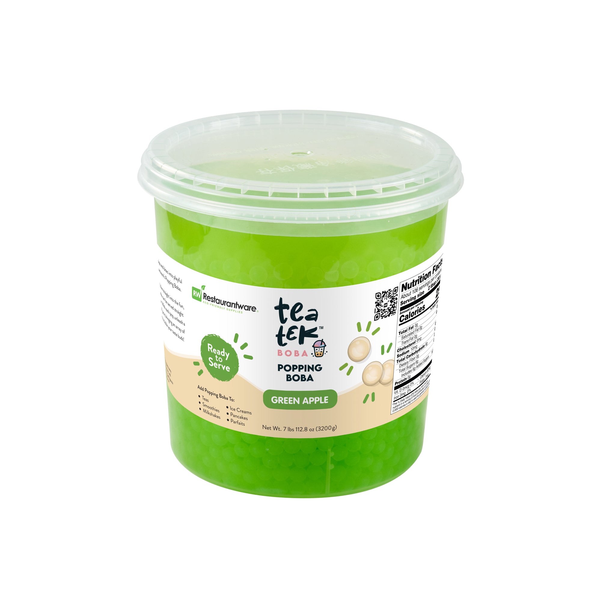 Tea Tek 7 lb Green Apple Popping Boba - 4 count box