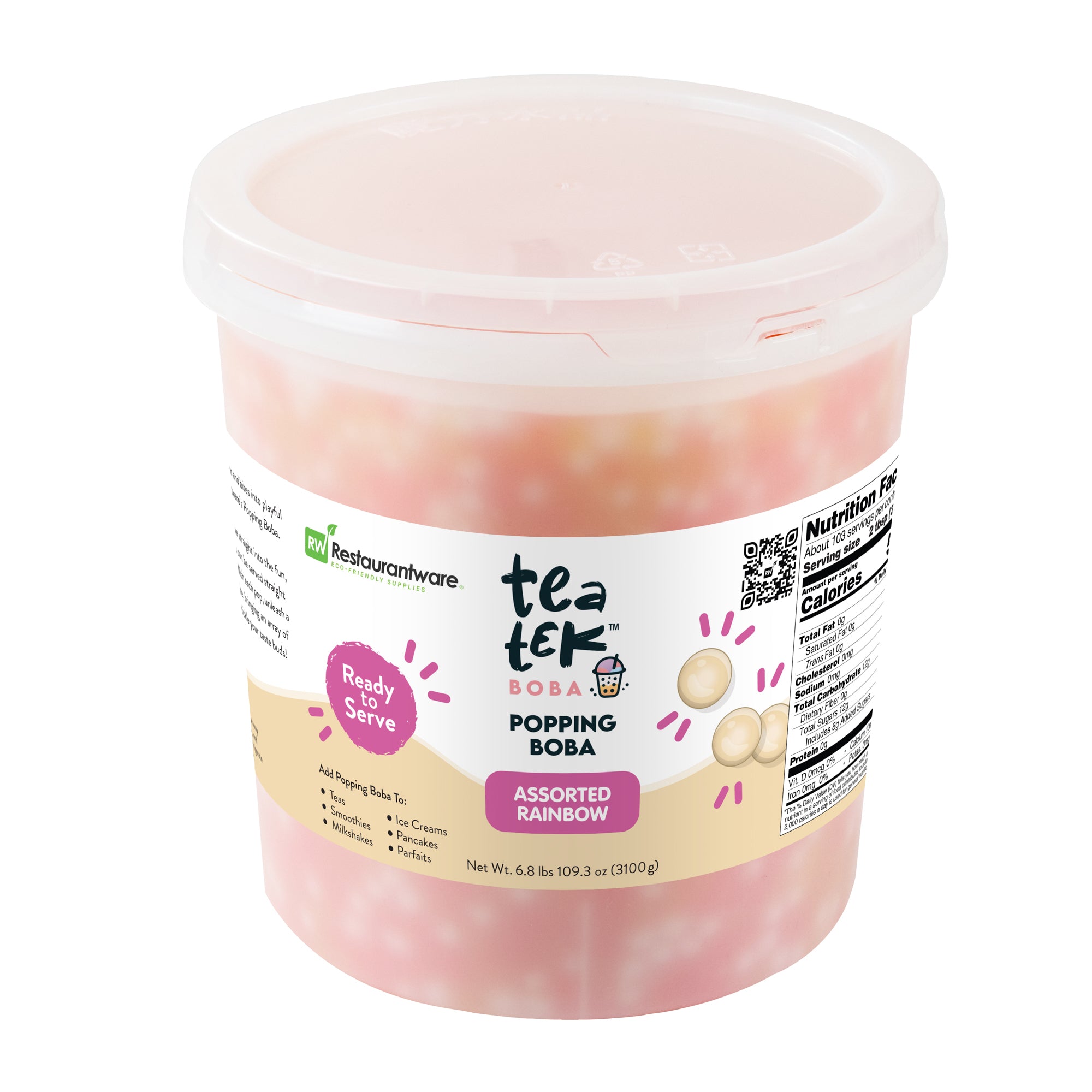 Tea Tek 6.8 lb Assorted Rainbow Popping Boba - 4 count box