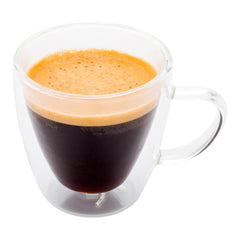 Forma Professional 3 oz Round Glass Espresso Cup - Double Wall, with Handle - 2 1/2