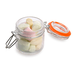 Vetri 3 oz Round Glass Wide Nostalgic Mason Jar - with Clamp Lid - 2 1/2