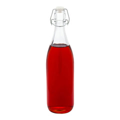 Vetri 34 oz Round Glass Nostalgic Bottle - Swing Top - 3 1/4