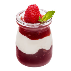 Vetri 4 oz Round Nostalgic Milk and Yogurt Glass - with Plastic Lid - 2 1/4