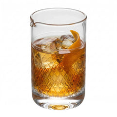 Bar Lux 17 oz Cocktail Mixing Glass - Diamond Cut Pattern, Hand-Blown, Crystal - 3 3/4