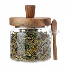 Vetri 17 oz Glass Storage Jar - with Acacia Lid and Spoon - 3 1/4