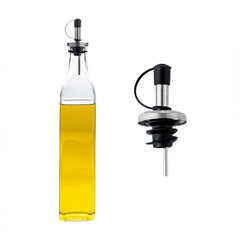 Chef 101 17 oz Glass Olive Oil Dispenser - with Stopper Spout, Funnel Kit - 2 1/4