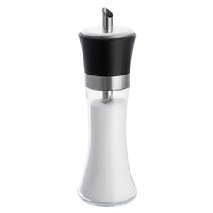 Vetri 6 oz Glass Sugar Dispenser - with Pouring Spout, Black Lid - 1 3/4