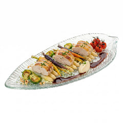 Vetri Clear Glass Leaf Serving Plate - 17