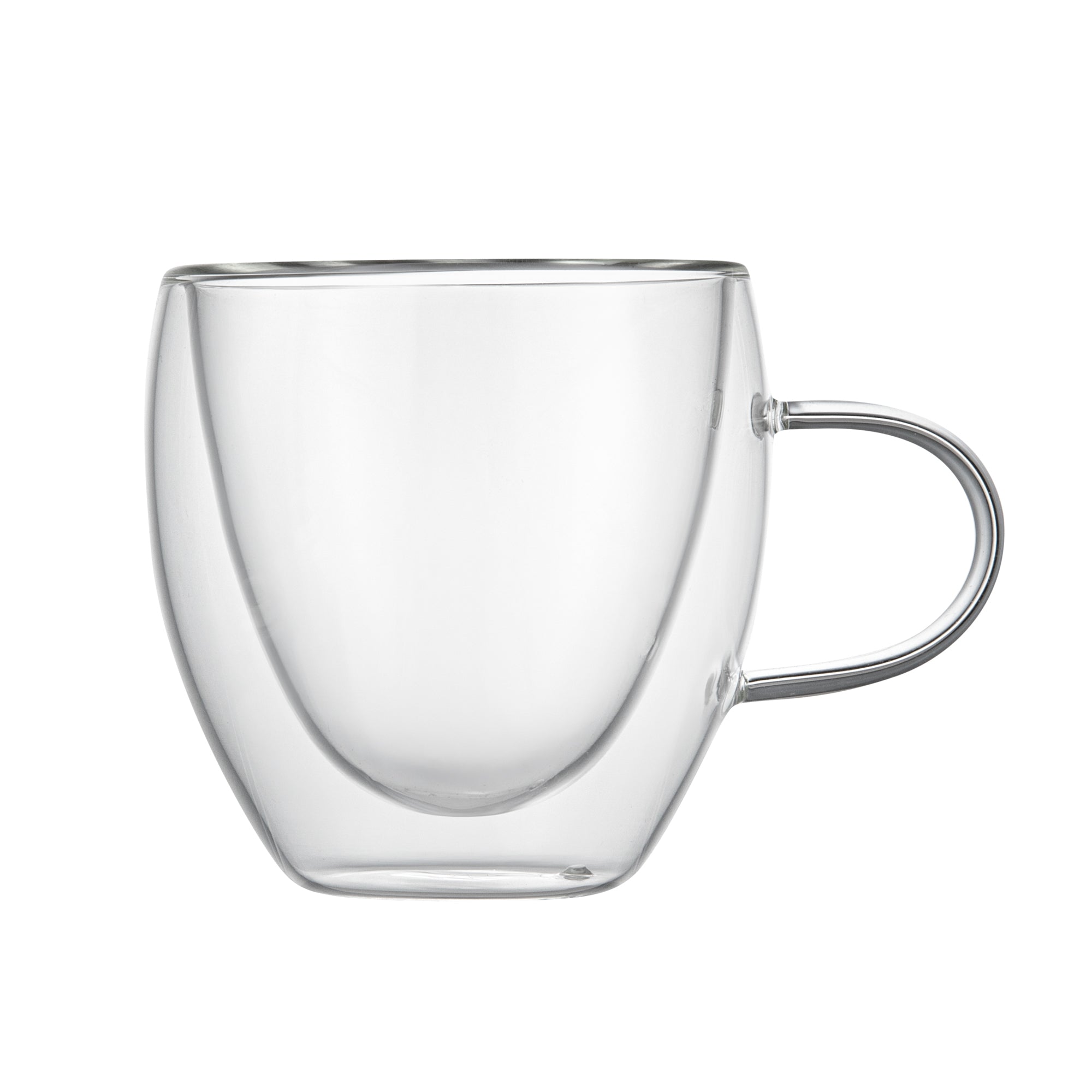 Forma Professional 5 oz Glass Coffee Cup - Double Wall, Borosilicate, with Handle - 2 1/2'' x 2 1/2'' x 3 1/4'' - 12 count box