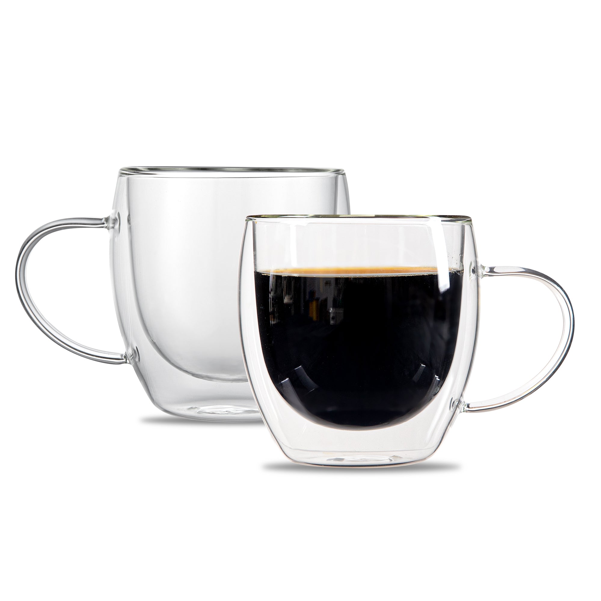 Forma Professional 8 oz Glass Coffee Cup - Double Wall, Borosilicate, with Handle - 3'' x 3'' x 3 1/2'' - 12 count box