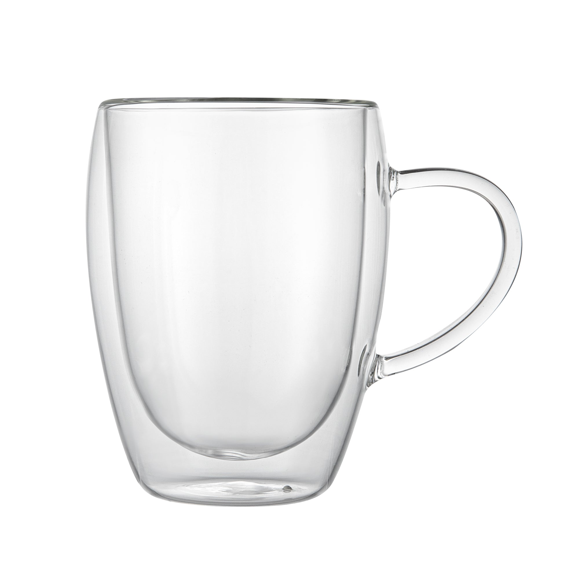 Forma Professional 12 oz Glass Coffee Cup - Double Wall, Borosilicate, with Handle - 3'' x 3'' x 4 1/2'' - 12 count box