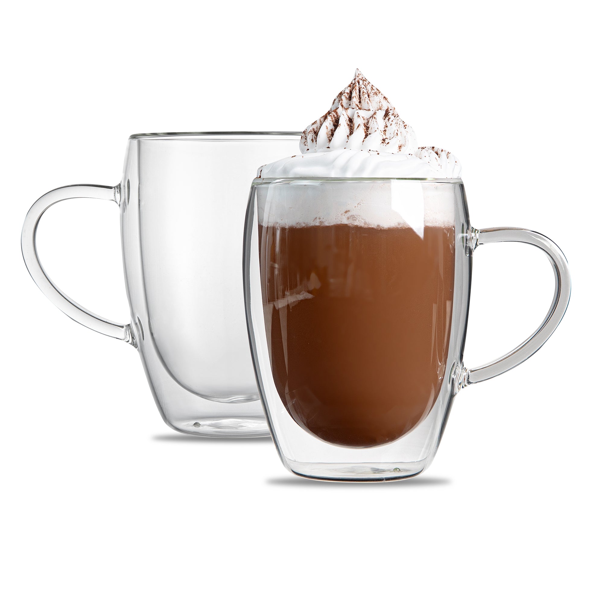 Forma Professional 12 oz Glass Coffee Cup - Double Wall, Borosilicate, with Handle - 3'' x 3'' x 4 1/2'' - 12 count box