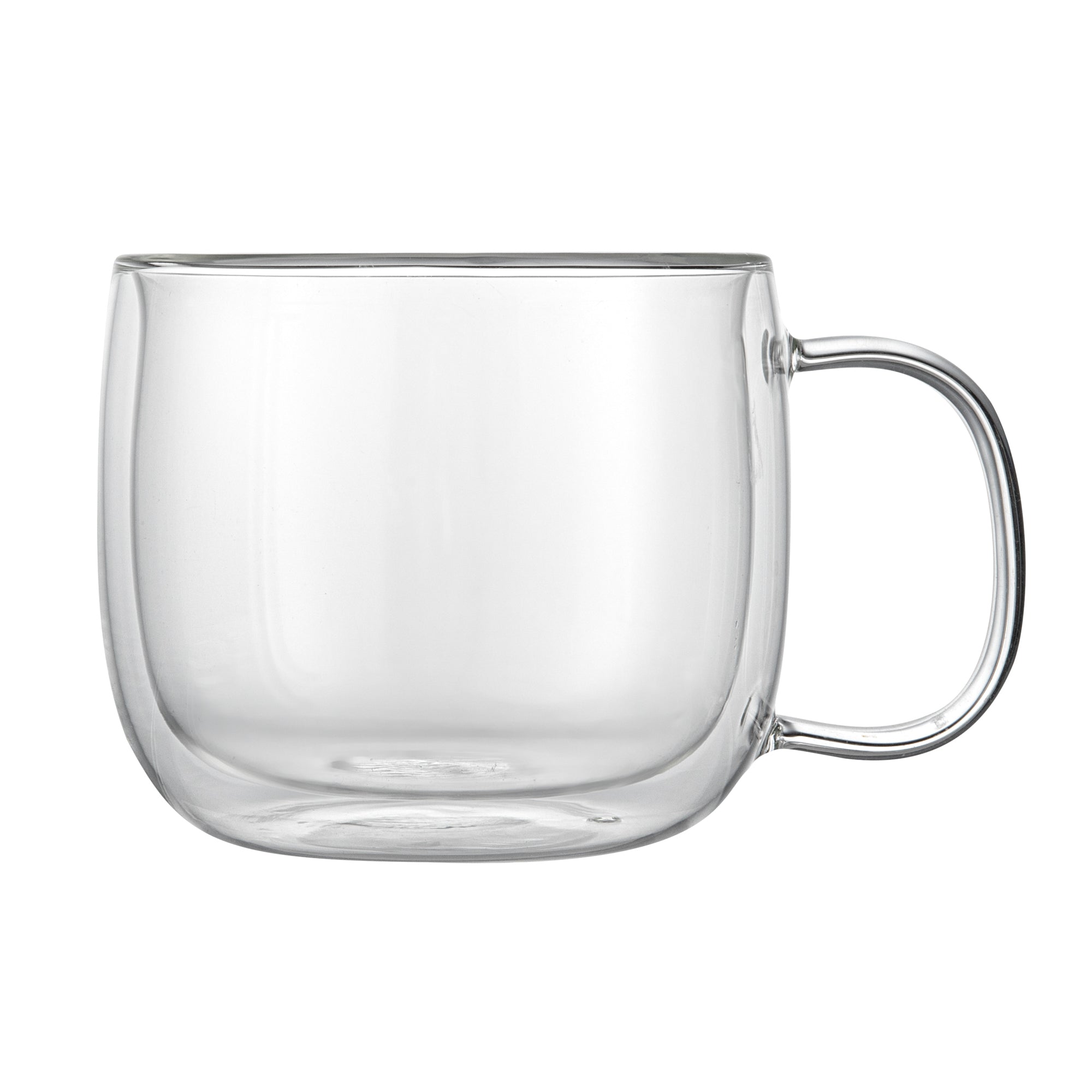Forma Professional 17 oz Glass Coffee Mug - Double Wall, Borosilicate, with Handle - 5 1/2'' x 5 1/2'' x 3 3/4'' - 12 count box