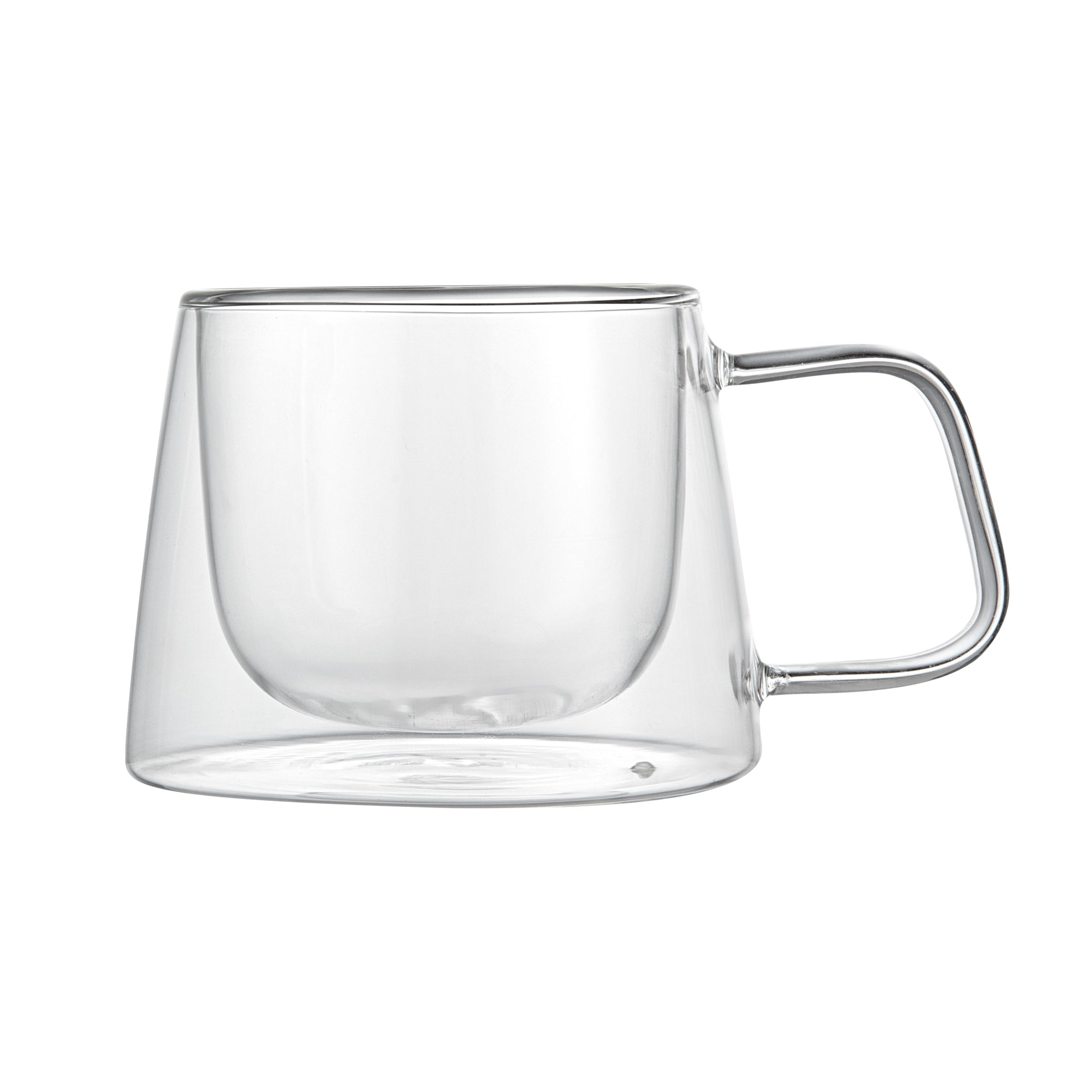 Forma Professional 7 oz Glass Coffee Mug - Double Wall, Borosilicate, with Handle - 3" x 3" x 2 3/4" - 12 count box