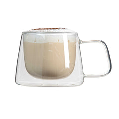 Forma Professional 7 oz Glass Coffee Mug - Double Wall, Borosilicate, with Handle - 3 3/4