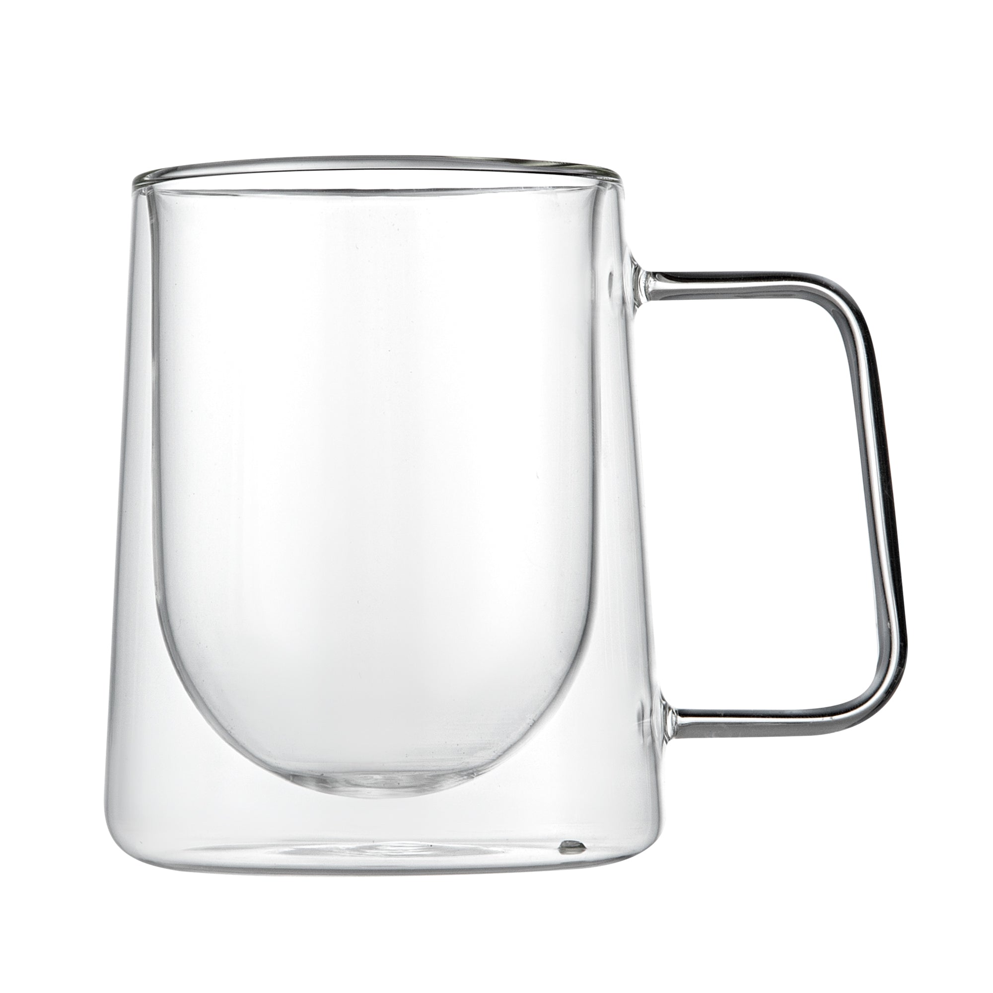 Forma Professional 10 oz Glass Coffee Mug - Double Wall, Borosilicate, with Handle - 3'' x 3'' x 4 1/4'' - 12 count box