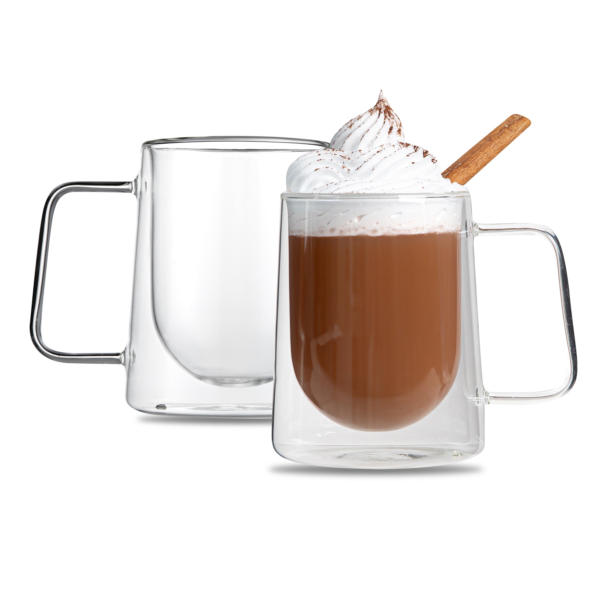 Forma Professional 10 oz Glass Coffee Mug - Double Wall, Borosilicate, with Handle - 3'' x 3'' x 4 1/4'' - 12 count box