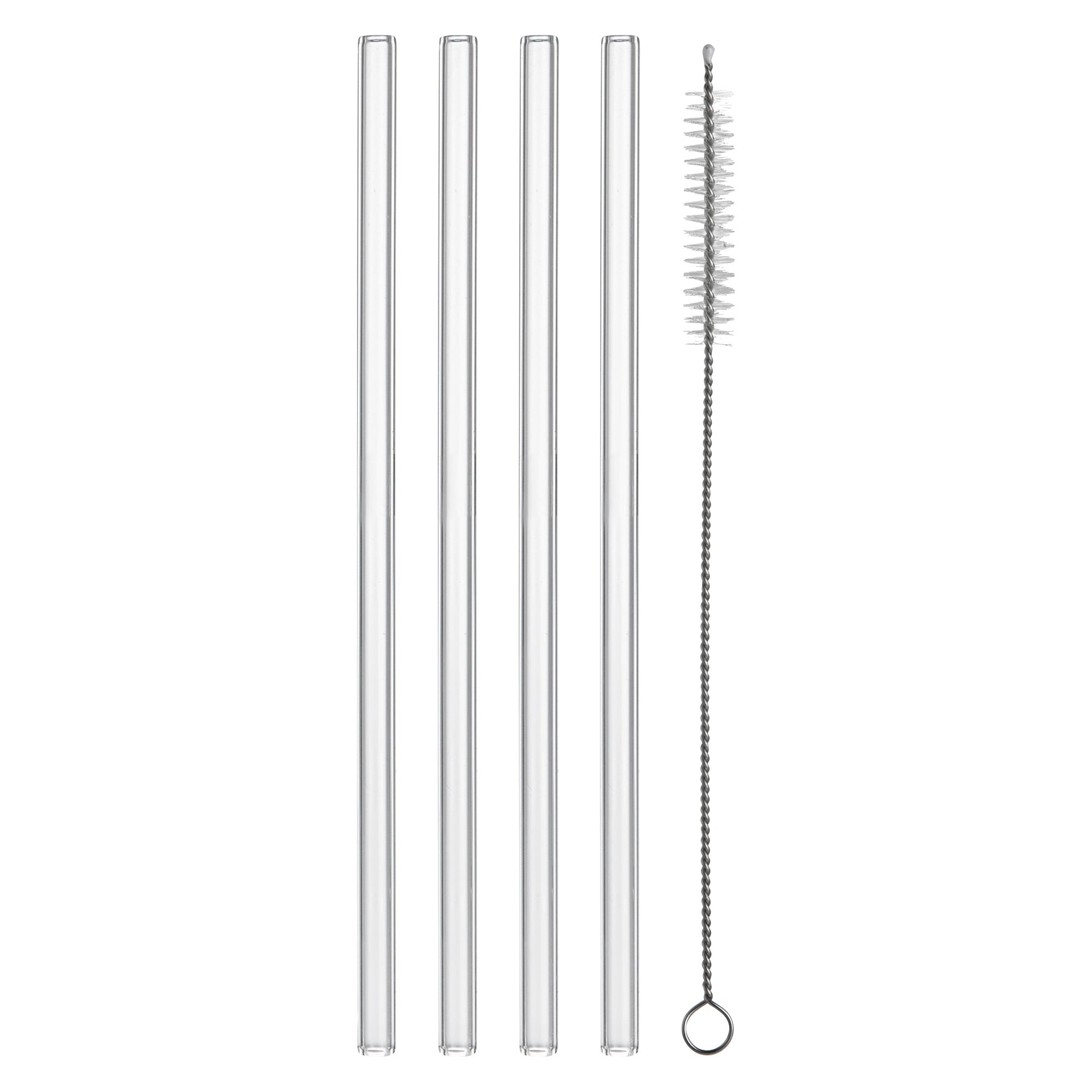 Forma Professional Clear Glass Straw - Borosilicate, with Brush - 7 3/4'' - 100 count box