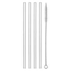 Forma Professional Clear Glass Straw - Borosilicate, with Brush - 7 3/4'' - 100 count box