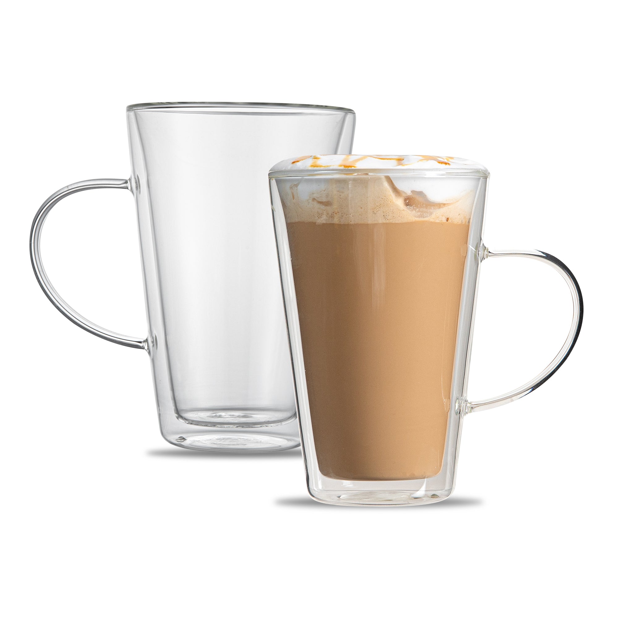 Forma Professional 14 oz Glass Mug - Double Wall, Borosilicate, with Handle - 3 3/4" x 3 3/4" x 5 1/2" - 12 count box