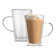 Forma Professional 14 oz Glass Mug - Double Wall, Borosilicate, with Handle - 4 3/4