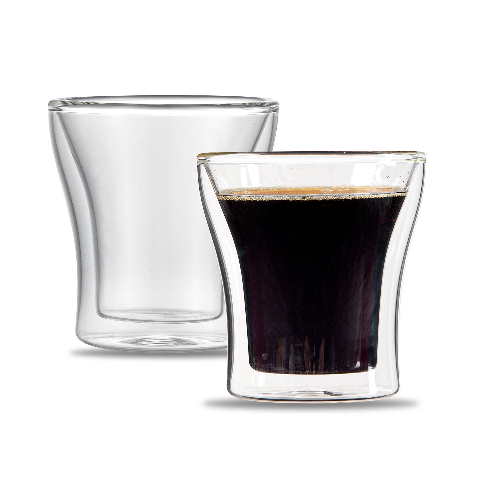 Forma Professional 3 oz Shot Glass / Espresso Cup - Double Wall, Borosilicate - 2 3/4'' x 2 3/4'' x 2 3/4'' - 12 count box