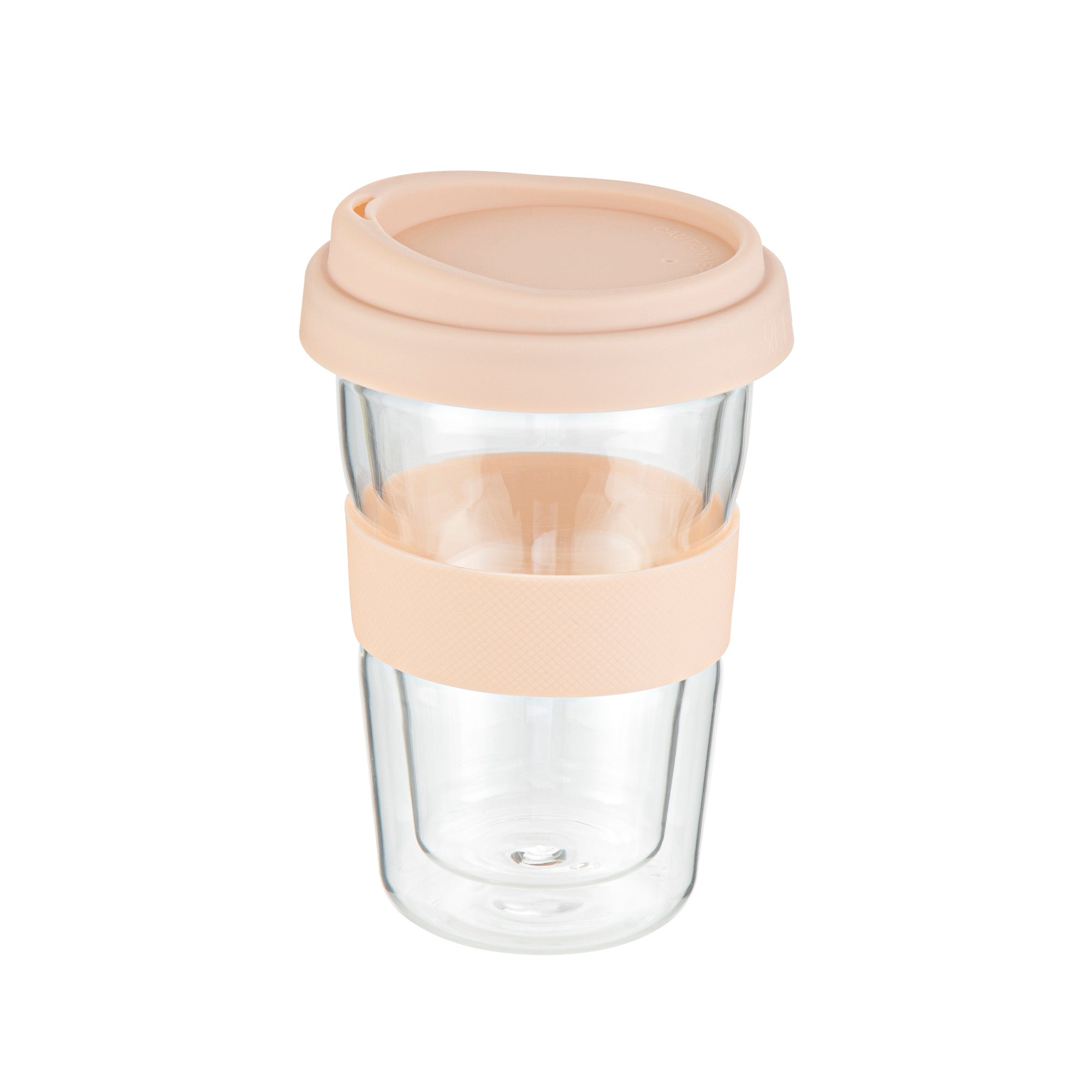 Forma Professional 14 oz Glass Travel Mug - Double Wall, Borosilicate, with Tan Lid and Sleeve - 10 count box