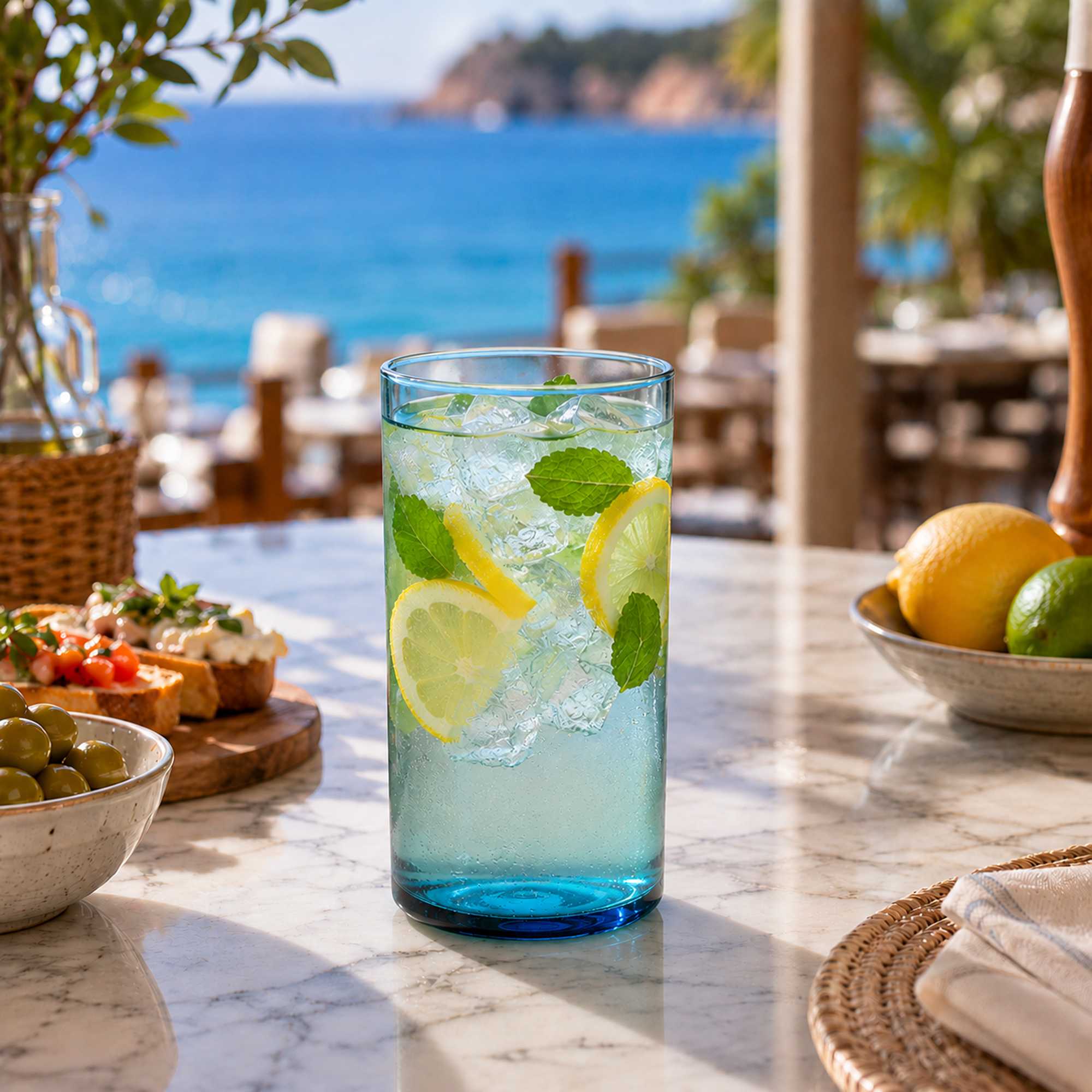 Vetri 16 oz Blue Beverage Glass - 3" x 3" x 5 1/2" - 6 count box