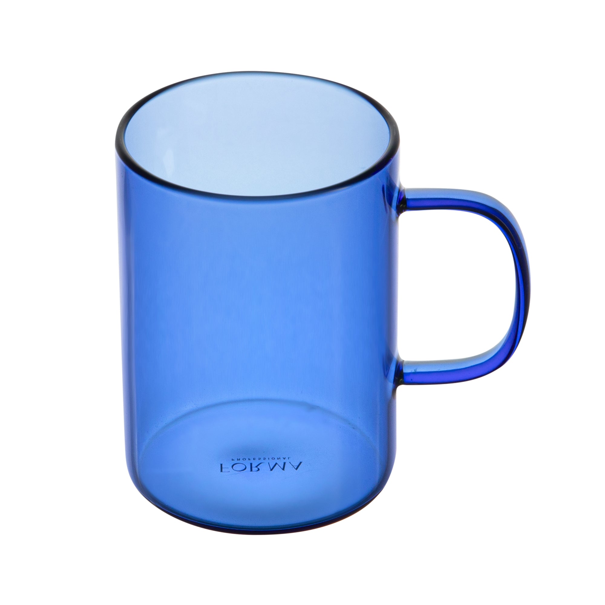 Forma Professional 7 oz Blue Glass Coffee Mug - Borosilicate, with Handle - 2 1/2" x 2 1/2" x 3 1/2" - 12 count box