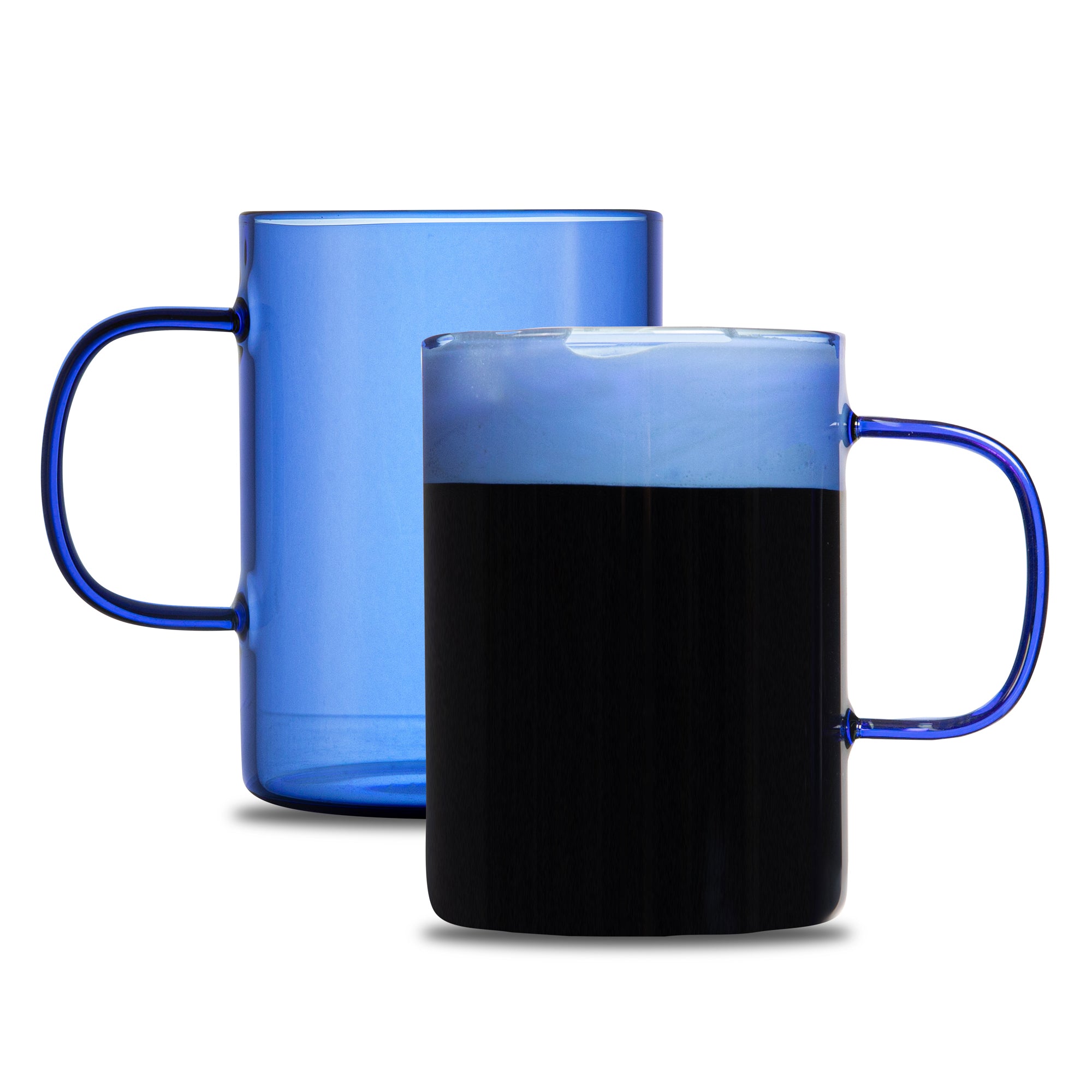 Forma Professional 7 oz Blue Glass Coffee Mug - Borosilicate, with Handle - 2 1/2" x 2 1/2" x 3 1/2" - 12 count box