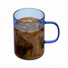 Forma Professional 7 oz Blue Glass Coffee Mug - Borosilicate, with Handle - 2 1/2