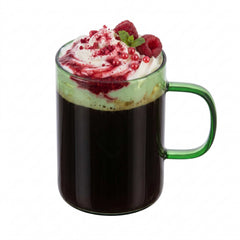 Forma Professional 7 oz Green Glass Coffee Mug - Borosilicate, with Handle - 2 1/2