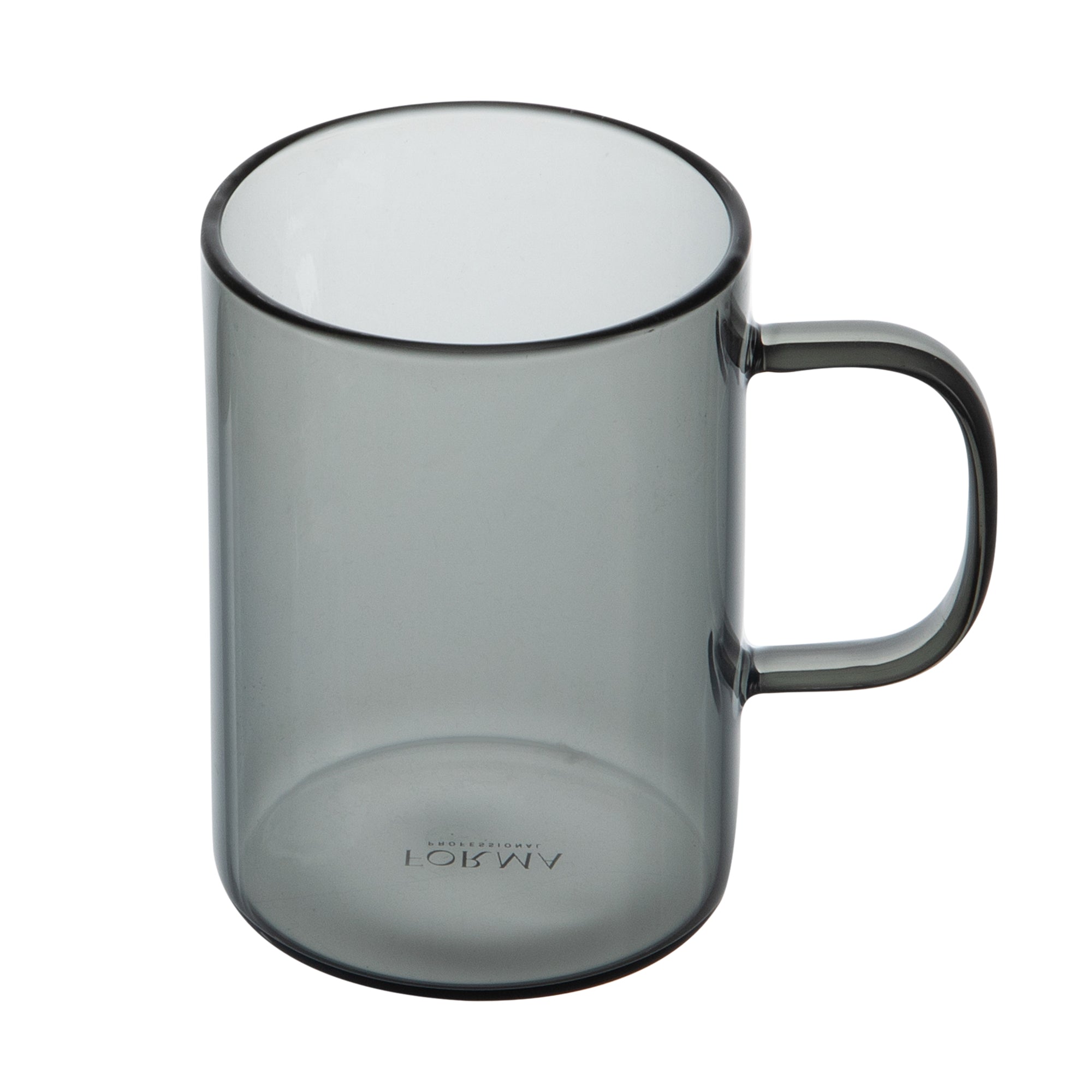 Forma Professional 7 oz Gray Glass Coffee Mug - Borosilicate, with Handle - 2 1/2" x 2 1/2" x 3 1/2" - 12 count box