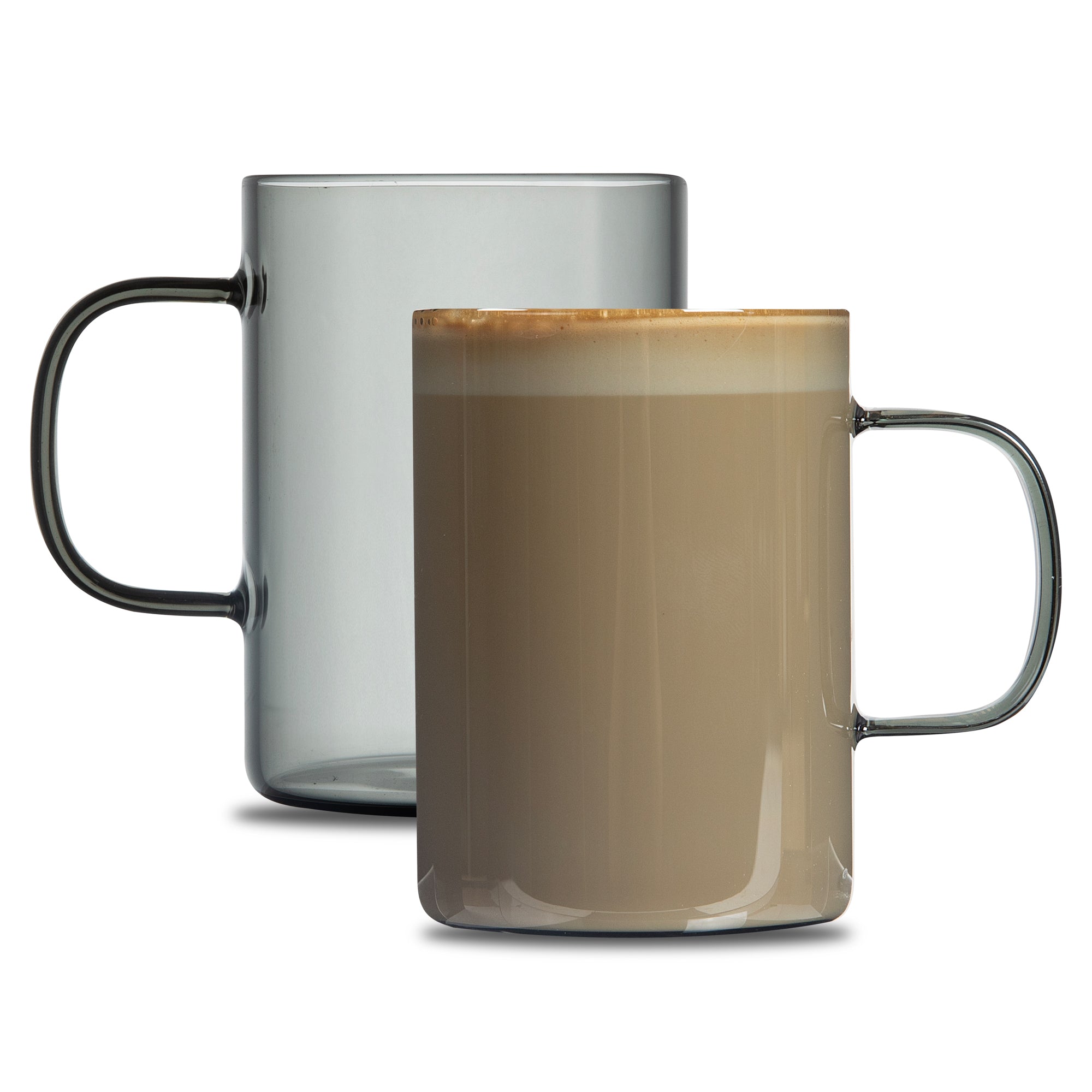 Forma Professional 7 oz Gray Glass Coffee Mug - Borosilicate, with Handle - 2 1/2" x 2 1/2" x 3 1/2" - 12 count box