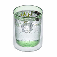 Forma Professional 9 oz Green Glass Tumbler - Double Wall, Borosilicate - 3 1/4