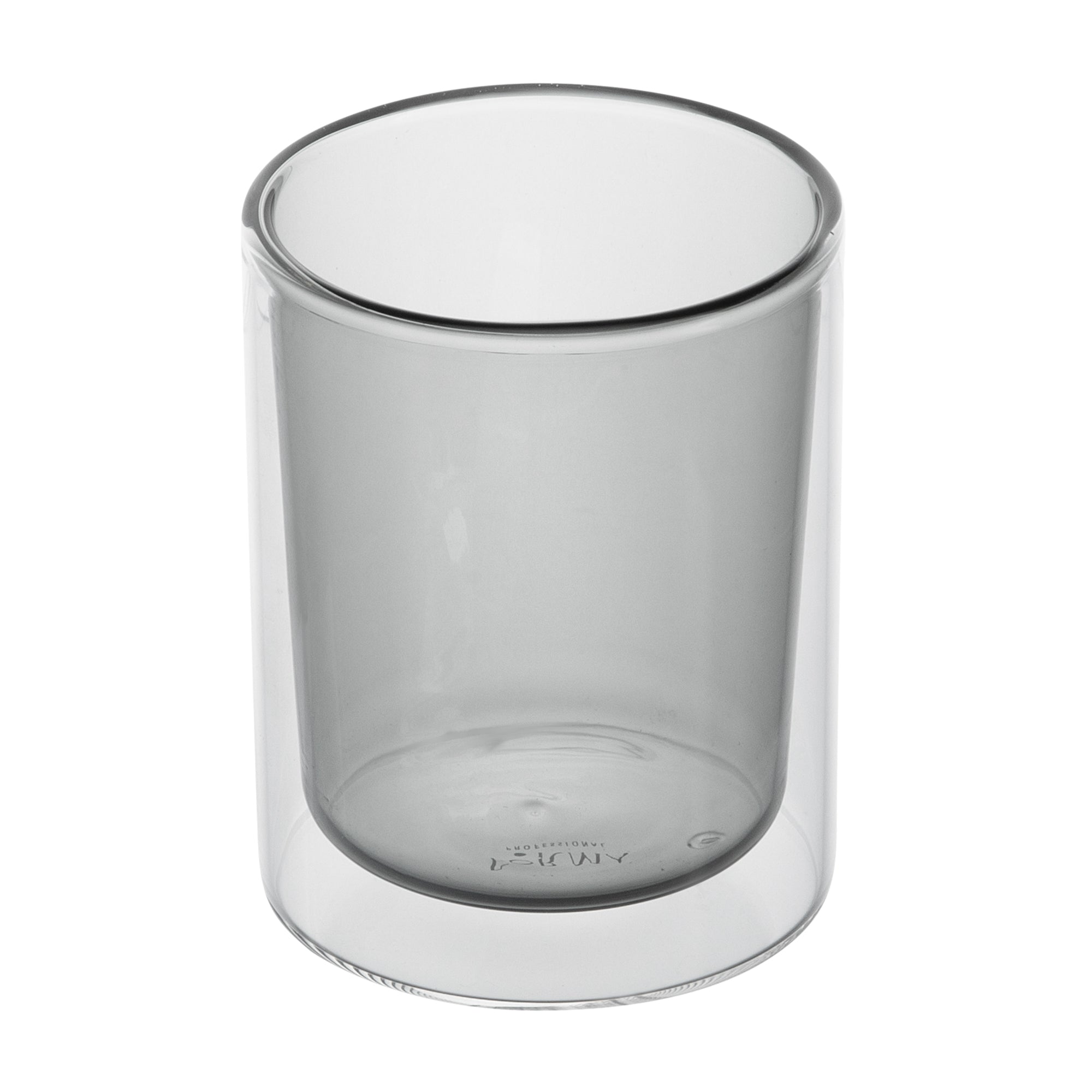 Forma Professional 9 oz Gray Glass Tumbler - Double Wall, Borosilicate - 3 1/4" x 3 1/4" x 4" - 12 count box