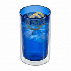 Forma Professional 14 oz Blue Glass Tumbler - Double Wall, Borosilicate - 3 1/4