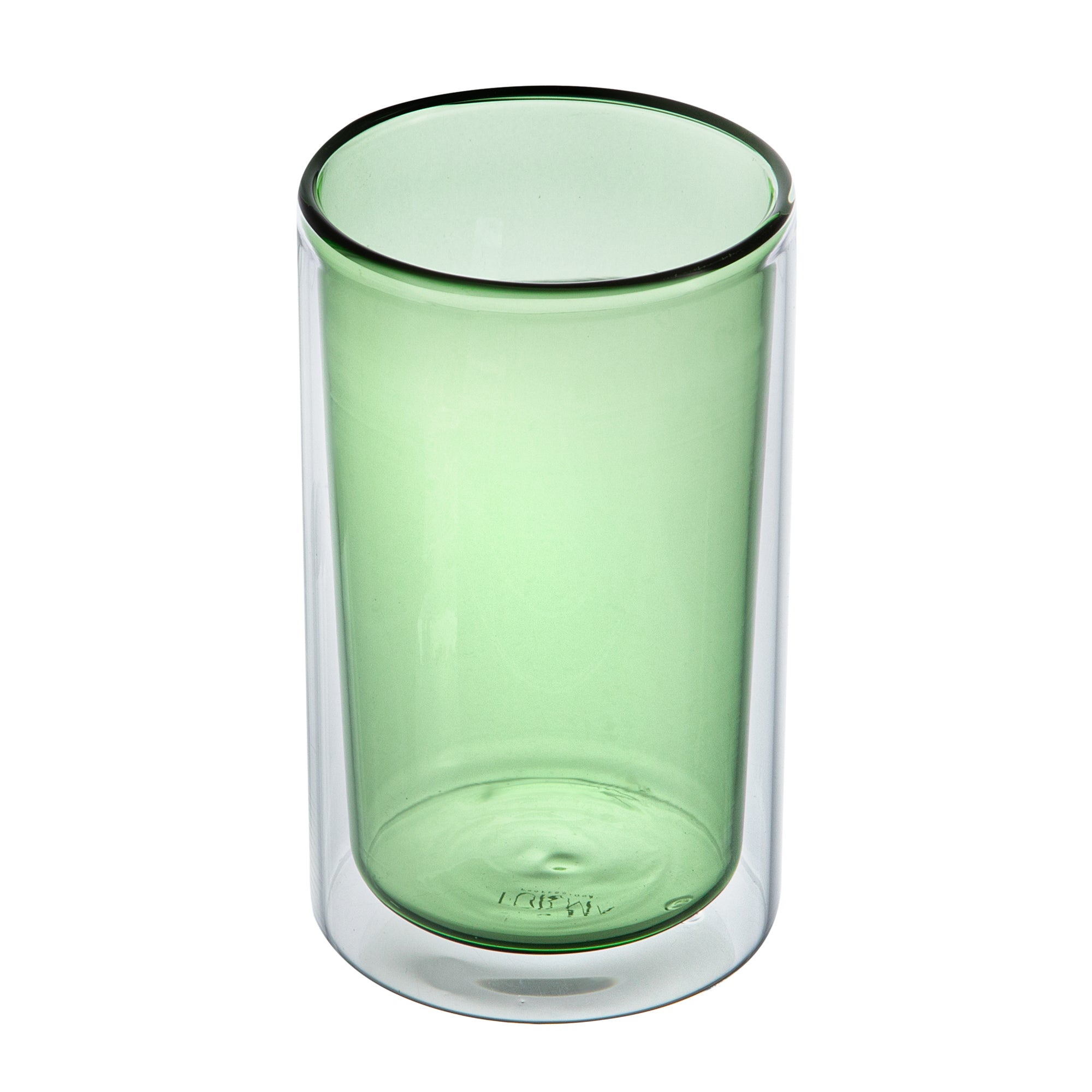 Forma Professional 14 oz Green Glass Tumbler - Double Wall, Borosilicate - 3 1/4" x 3 1/4" x 5 1/4" - 12 count box