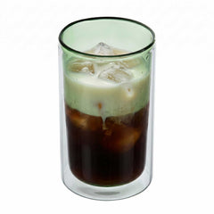Forma Professional 14 oz Green Glass Tumbler - Double Wall, Borosilicate - 3 1/4